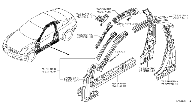 2005 Infiniti G35 Body Side Panel Diagram 1