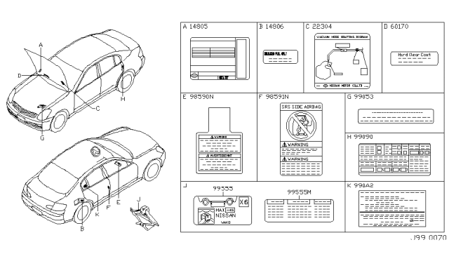 2003 Infiniti G35 Caution Plate & Label Diagram 3