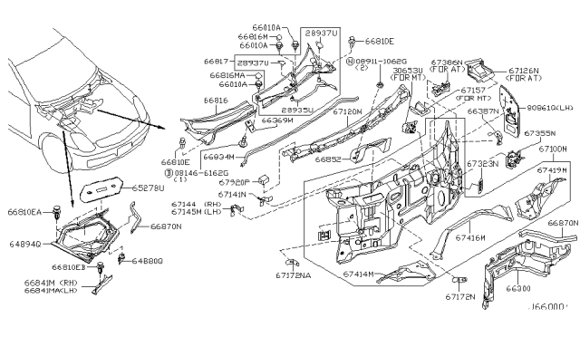 2003 Infiniti G35 Cowl Top & Fitting Diagram 3