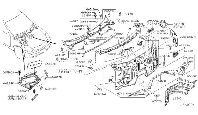2005 Infiniti G35 Coupe Cowl Top & Fitting Diagram 7