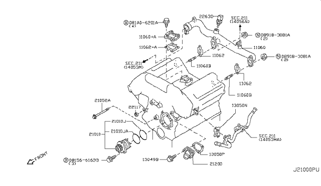 2007 Infiniti G35 Water Pump, Cooling Fan & Thermostat Diagram 2