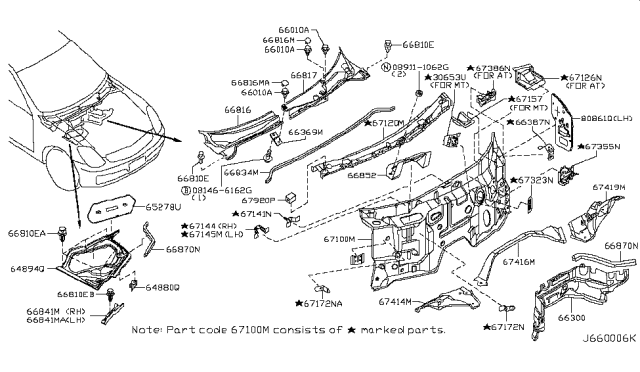 2006 Infiniti G35 Cowl Top & Fitting Diagram 4