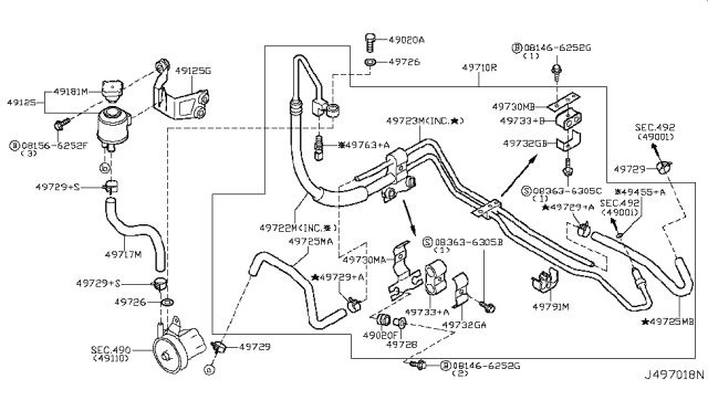 2007 Infiniti G35 Bracket-Reservoir Tank Diagram for 49190-AM60A