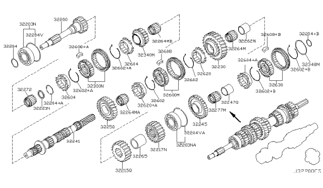 2003 Infiniti G35 Gear Assembly-2ND Diagram for 32250-CD004