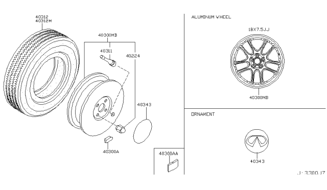 2004 Infiniti G35 Road Wheel & Tire Diagram 7