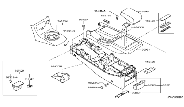 2006 Infiniti G35 Boot Assy-Console Diagram for 96935-AC500