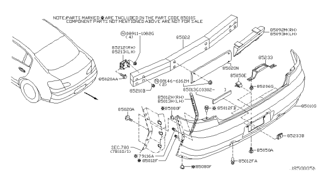 2003 Infiniti G35 Coupe Rear Bumper Diagram 2