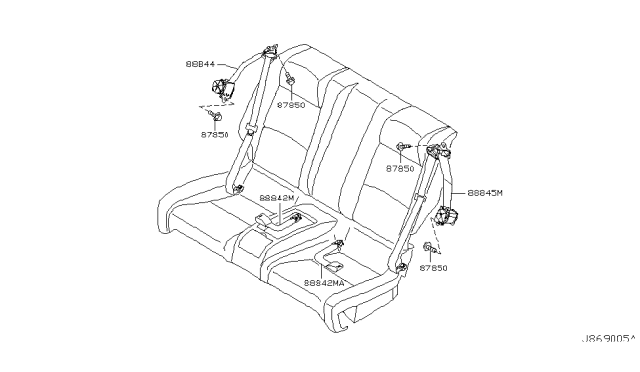 2004 Infiniti G35 Coupe Rear Seat Belt Diagram 2