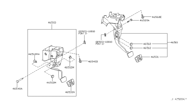 2003 Infiniti G35 Pedal Assy-Brake W/Bracket Diagram for 46501-CD813