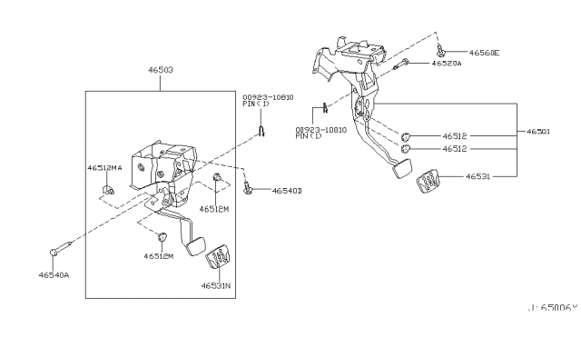 2003 Infiniti G35 Pedal Assy-Clutch W/Bracket Diagram for 46503-CD006