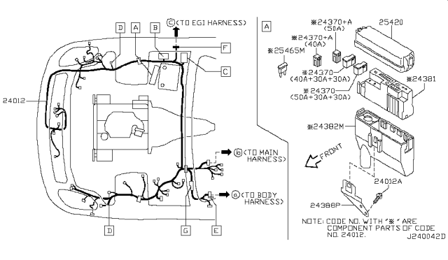 2007 Infiniti G35 Harness Assy-Engine Room Diagram for 24012-CF92A