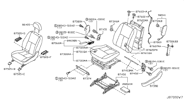 2003 Infiniti G35 Coupe Front Seat Diagram 5