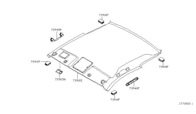 2004 Infiniti G35 Roof Trimming Diagram 1