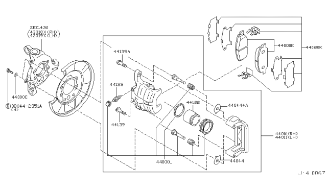 2004 Infiniti G35 Hardware Kit-Rear Disc Brake Pad Diagram for 44080-CG025