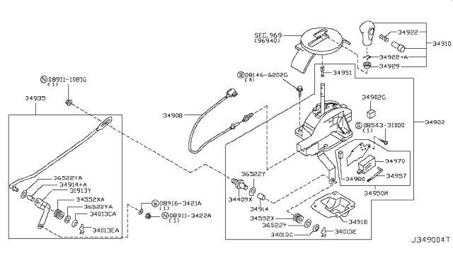 2005 Infiniti G35 Nut Diagram for 08911-3422A