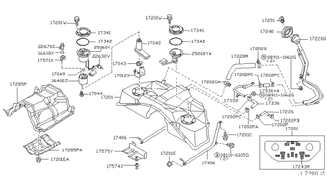 2005 Infiniti G35 Band Assy-Fuel Tank Mounting Diagram for 17406-AL500