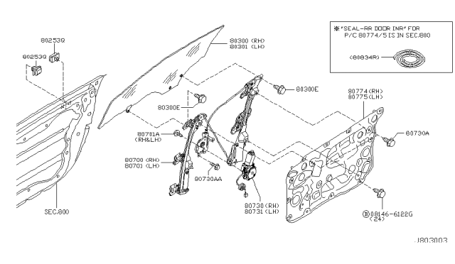 2007 Infiniti G35 Stabilizer-Glass,Inner Diagram for 80344-CD00A