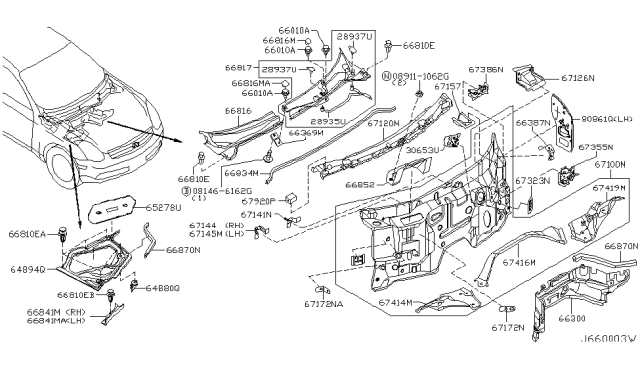 2005 Infiniti G35 Cover-Air Intake Diagram for 66852-AM600