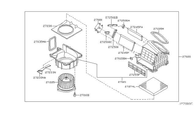 2003 Infiniti G35 Blower Assy-Front Diagram for 27200-AM600