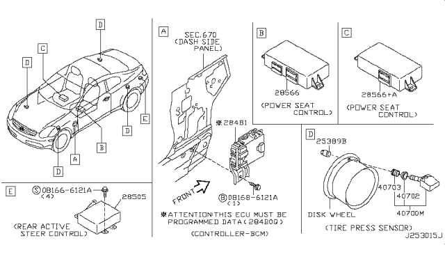 2007 Infiniti G35 Control Unit-Power Seat Diagram for 28566-AC810