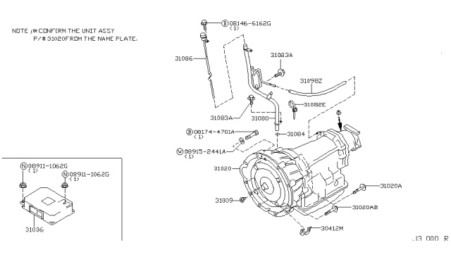 2003 Infiniti G35 Transmission-Automatic Diagram for 31020-90X09