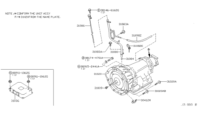 2003 Infiniti G35 Control Unit-Shift Diagram for 31036-AL000