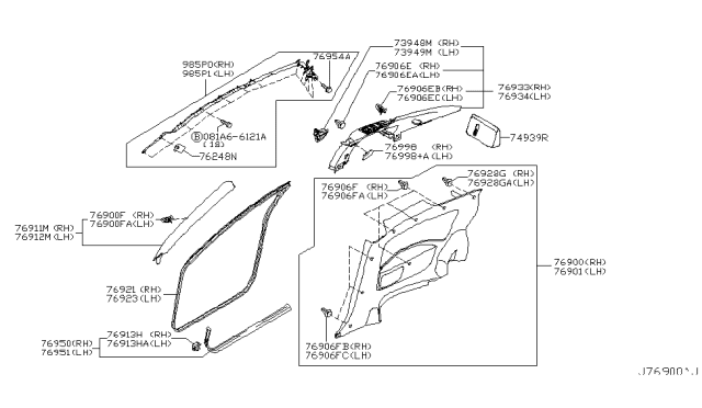 2006 Infiniti G35 Body Side Trimming Diagram 1