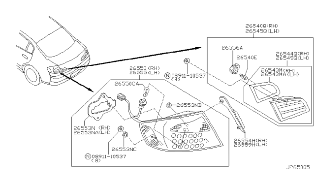 2003 Infiniti G35 Rear Combination Lamp Diagram 2