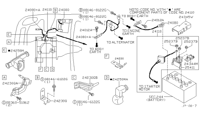 2006 Infiniti G35 Cap-Terminal Diagram for 24360-AG000