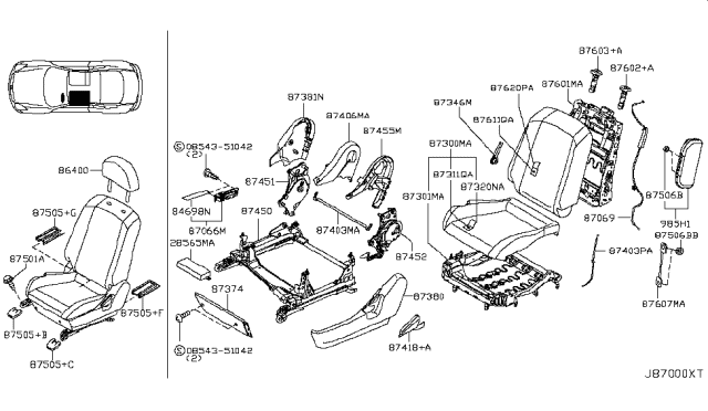 2004 Infiniti G35 Front Seat Diagram 1