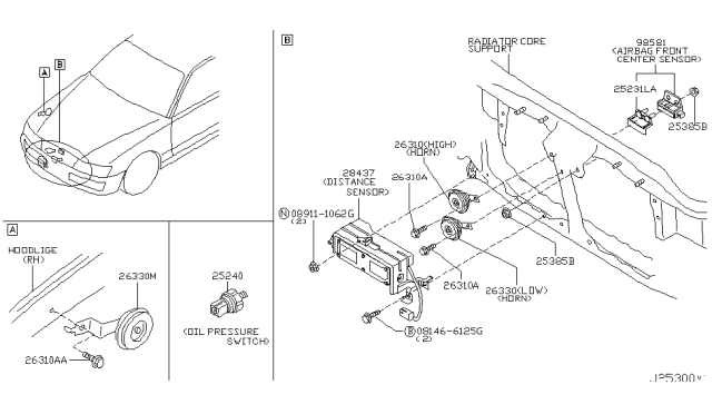 2003 Infiniti M45 Distance Sensor Assembly Diagram for 28437-CR920