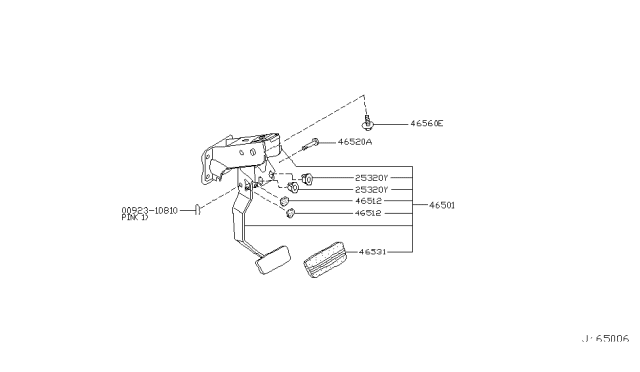 2004 Infiniti M45 Pedal Assy-Brake W/Bracket Diagram for 46501-CR915