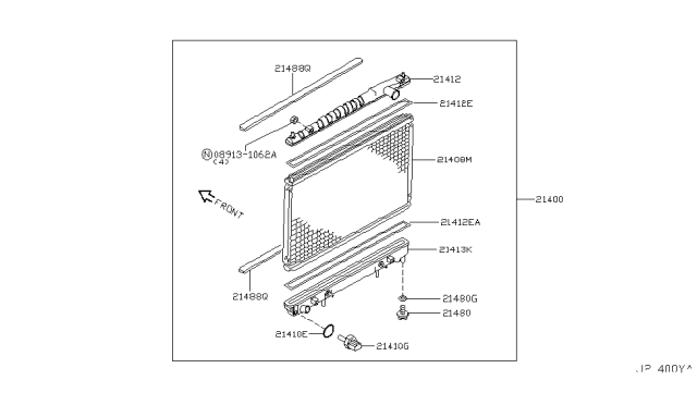 2004 Infiniti M45 Core Assy-Radiator Diagram for 21411-AR500