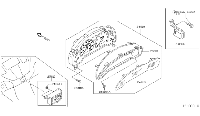 2004 Infiniti M45 Clock Assy-Analog Diagram for 25810-CR910