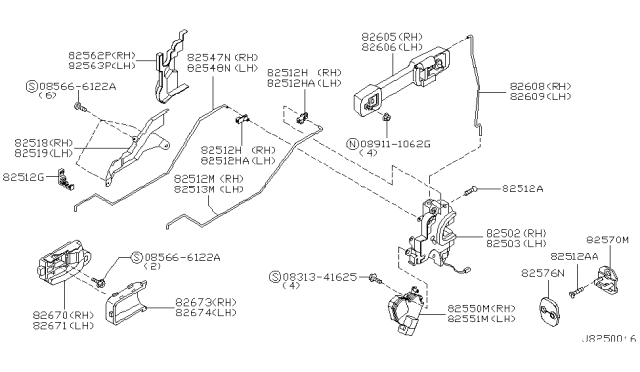 2004 Infiniti M45 Automatic Rear Door Lock Actuator, Right Diagram for 80552-AG110