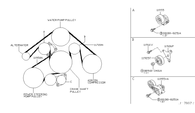 2004 Infiniti M45 TENSIONER Assembly Auto Diagram for 11955-AR010