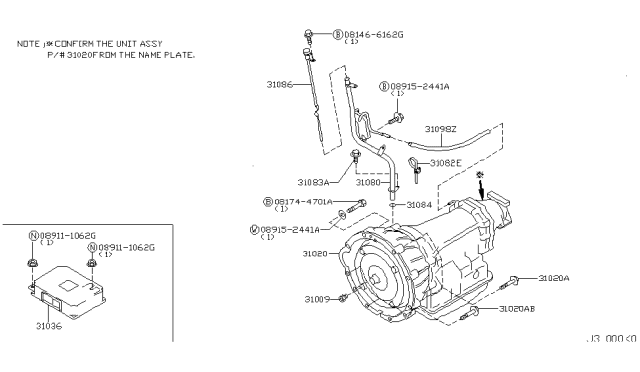 2004 Infiniti M45 Auto Transmission,Transaxle & Fitting Diagram 1