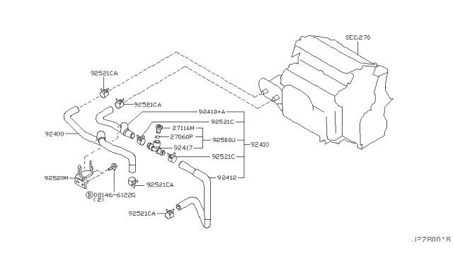 2004 Infiniti M45 Bracket-Heater Pipe Diagram for 92457-AR200