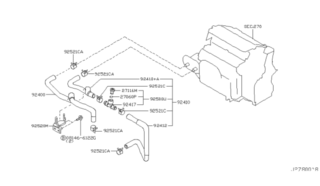 2004 Infiniti M45 Hose-Heater,Outlet Diagram for 92411-AR200