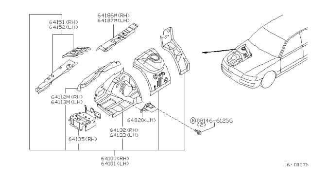 2003 Infiniti M45 Hoodledge-Lower,Front LH Diagram for 64131-CR900