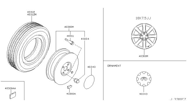 2003 Infiniti M45 Tire-Spare Diagram for 40312-6P070
