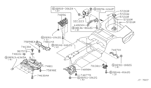 2003 Infiniti M45 Bracket-Canister Diagram for 64824-AR200