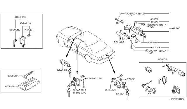 2003 Infiniti M45 Card Key Diagram for H0564-6P110