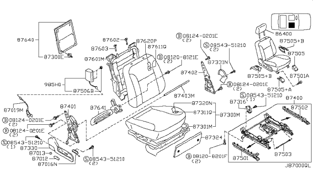 2004 Infiniti M45 Front Seat Diagram 3