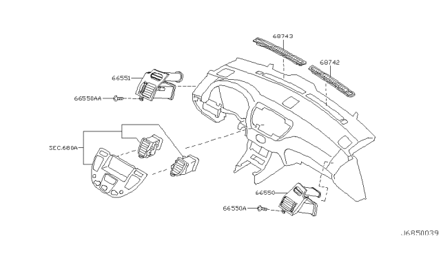 2003 Infiniti M45 Ventilator Assy-Side Diagram for 68760-CR900