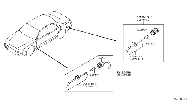 2004 Infiniti M45 Lamp Assembly-Side Marker,RH Diagram for 26180-CR900