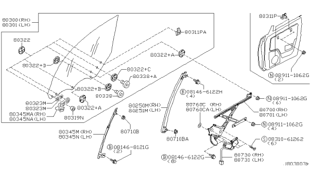 2003 Infiniti M45 Front Door Window Regulator Assembly, Left Diagram for 80721-CR000