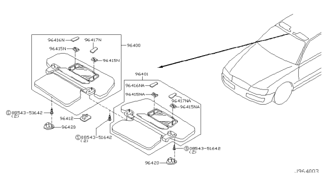 2004 Infiniti M45 Lens-Vanity Mirror Diagram for 96417-4P000