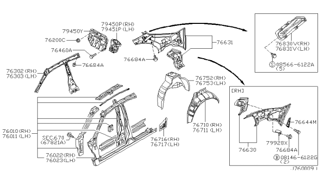 2004 Infiniti M45 Support - Seat Back Diagram for 76730-AG001