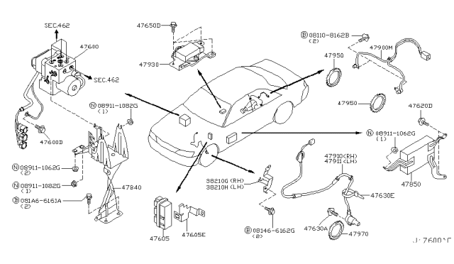 2004 Infiniti M45 Bracket-Sensor Diagram for 47961-AG060